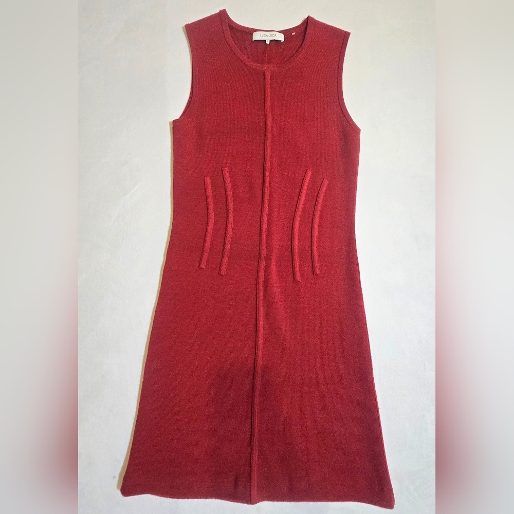 Luca Luca Virgin Wool Knit Sheath Dress Soft Luxury Mini Small